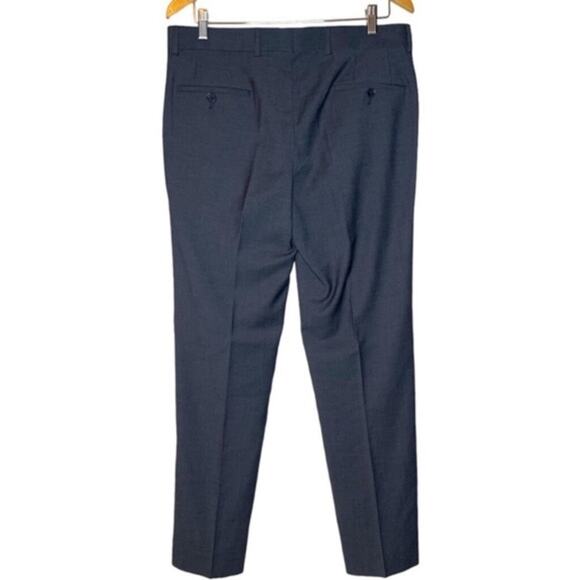 Savile Row Mayfair-S Navy Dress Pants Men’s 38x32 Slim Fit Formal Trousers - Picture 4 of 6